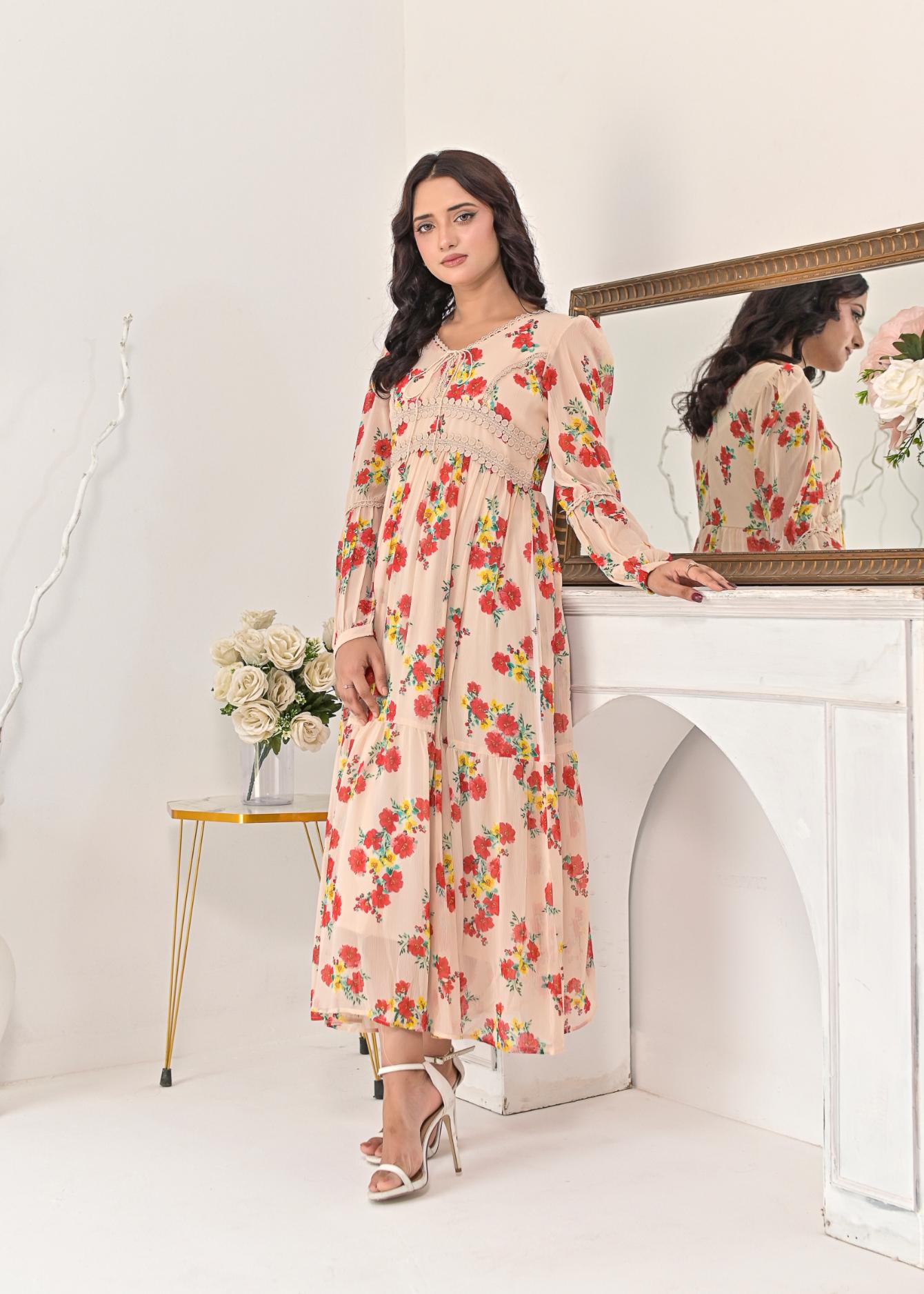 Chiffon maxi peachlace 10216
