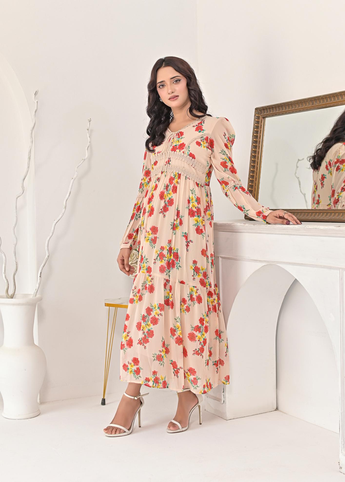 Chiffon maxi peachlace 10216