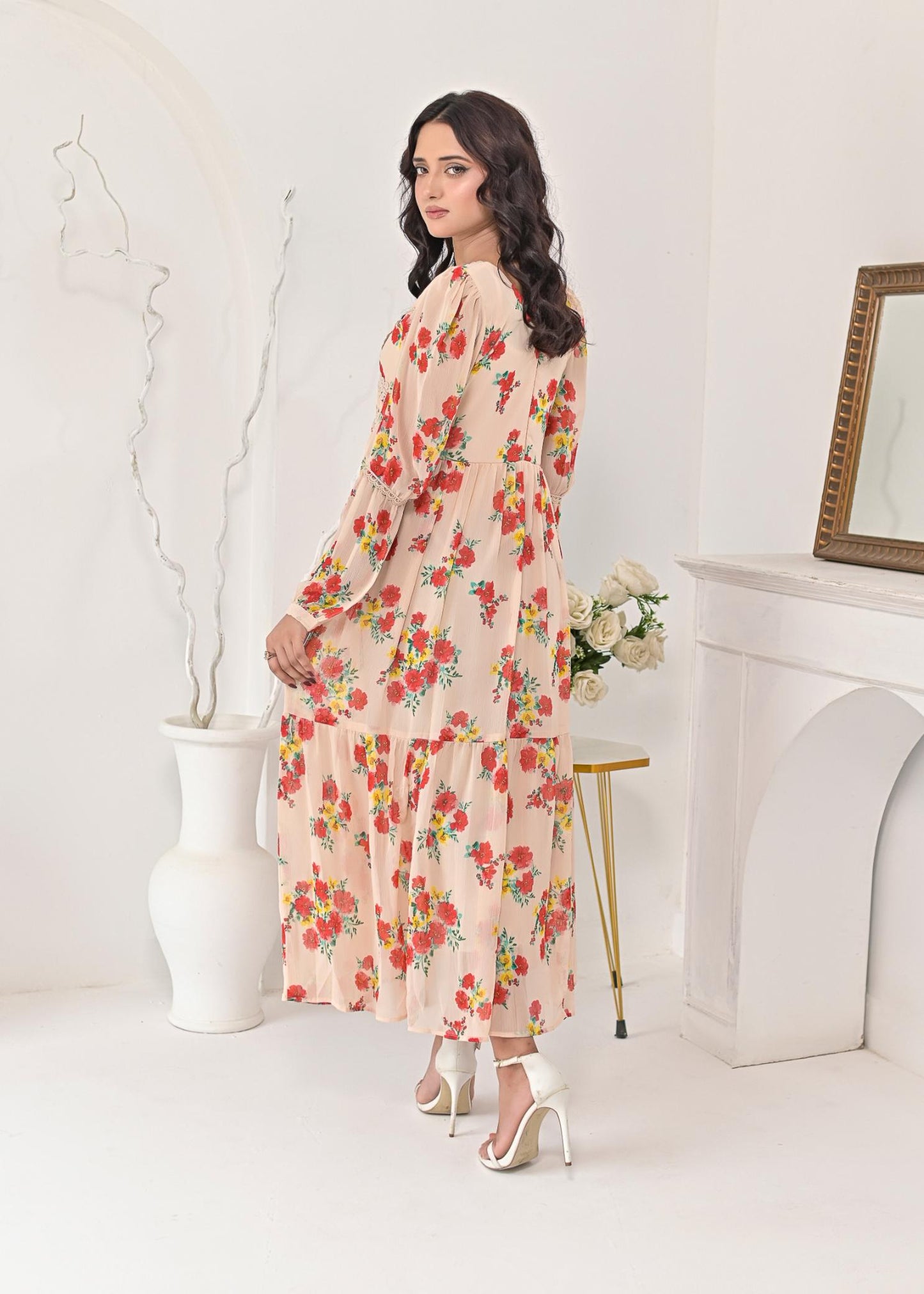 Chiffon maxi peachlace 10216