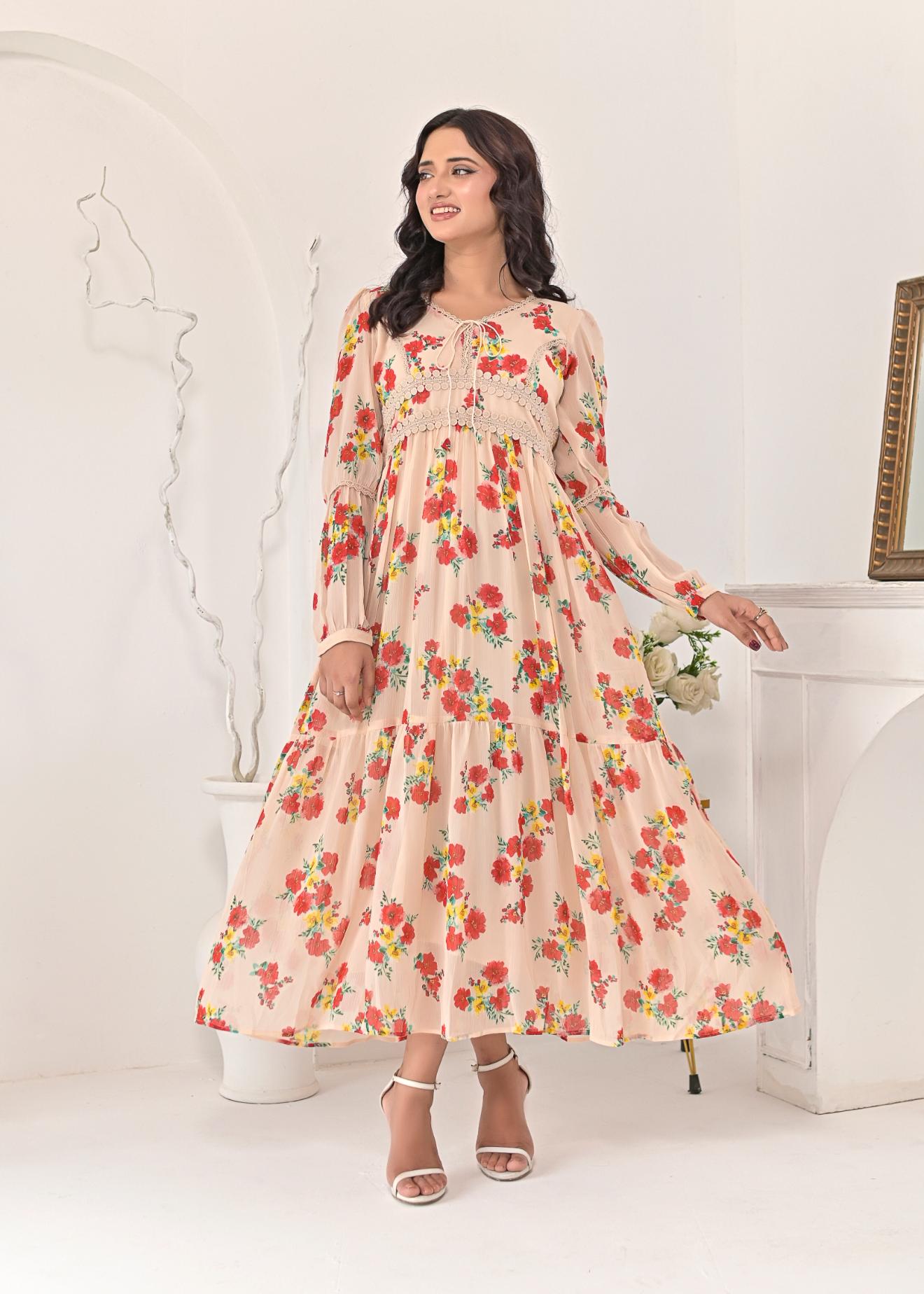Chiffon maxi peachlace 10216