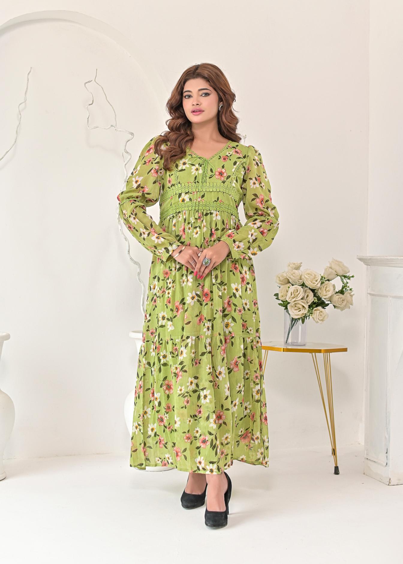 Chiffon maxi limegreenL 10217