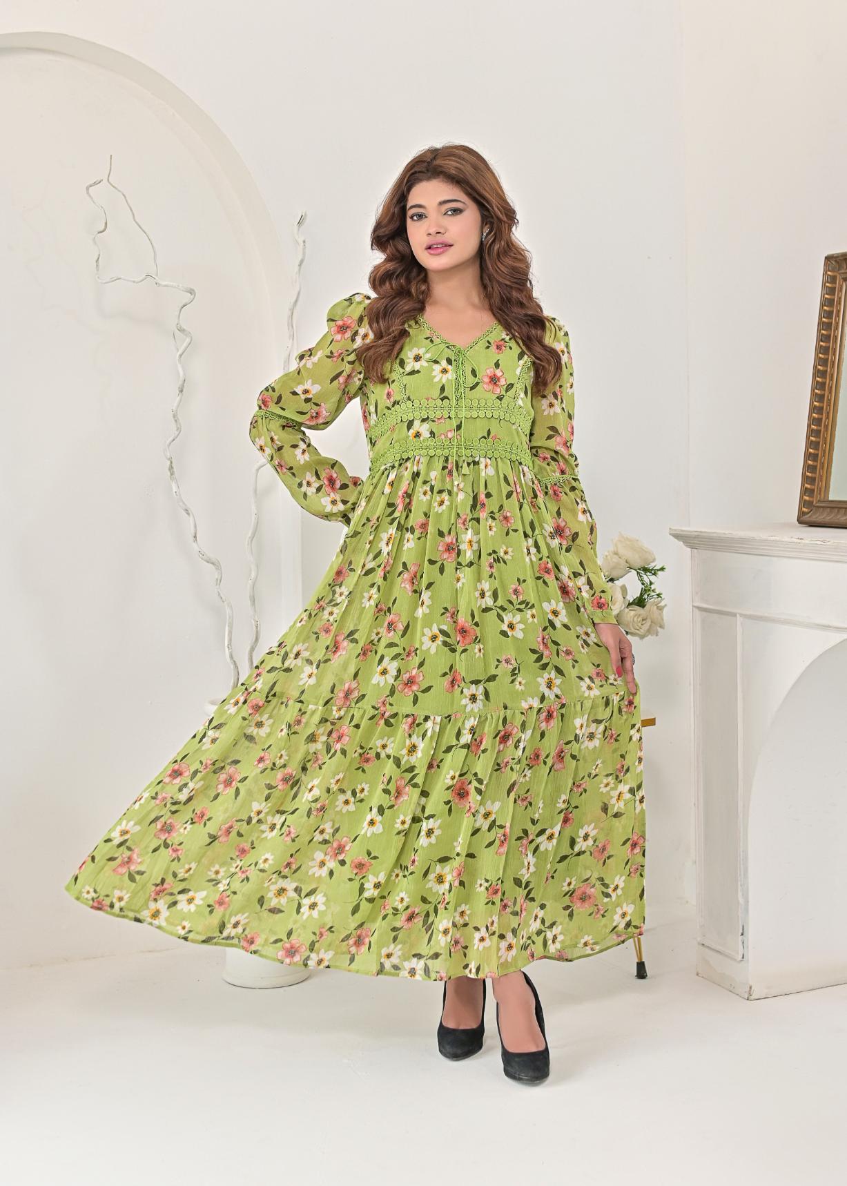 Chiffon maxi limegreenL 10217