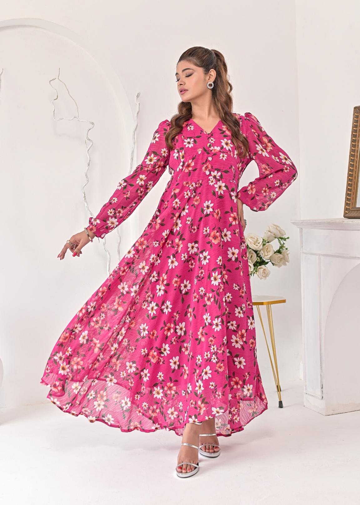 Chiffon maxi hotpnkfl 10214