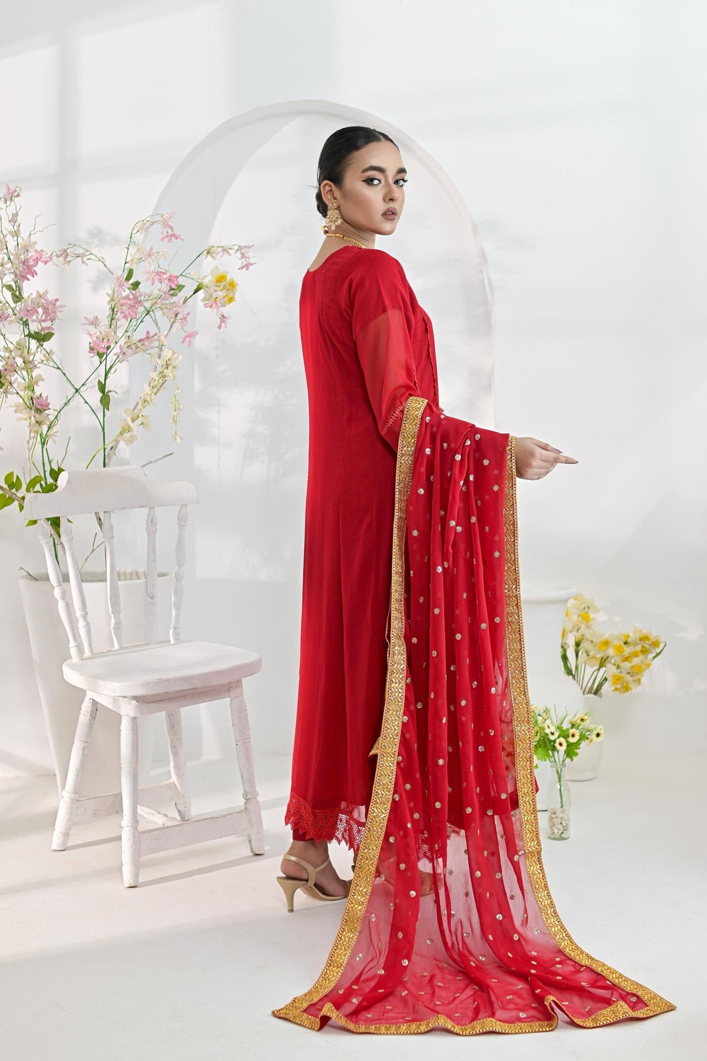 Chiffon emb red 705