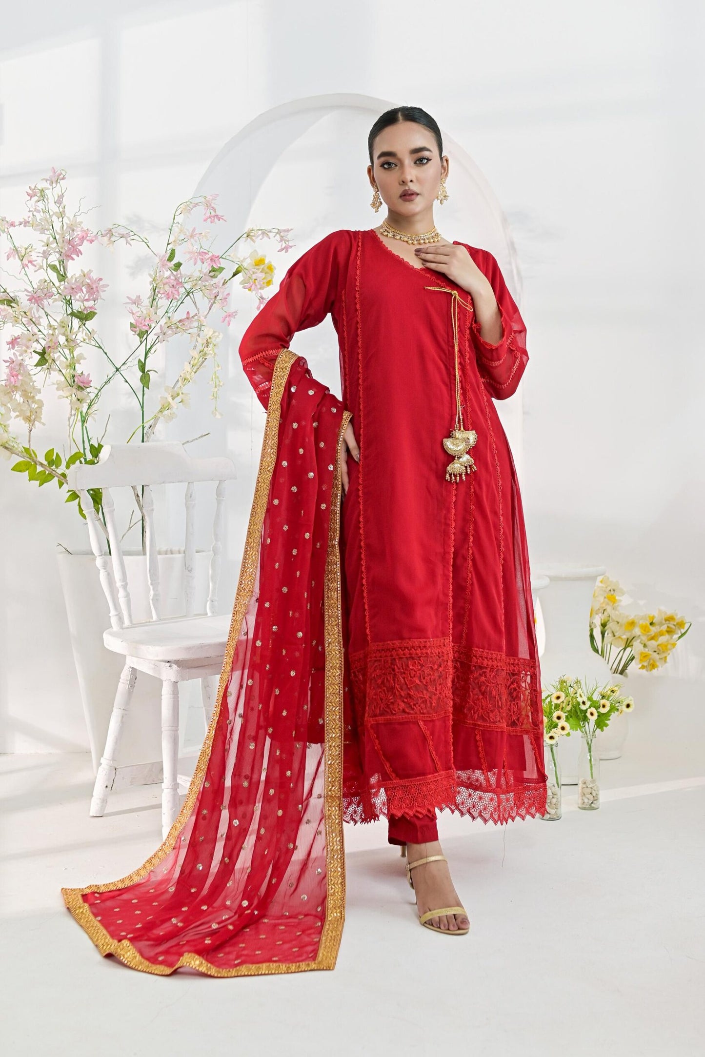Chiffon emb red 705