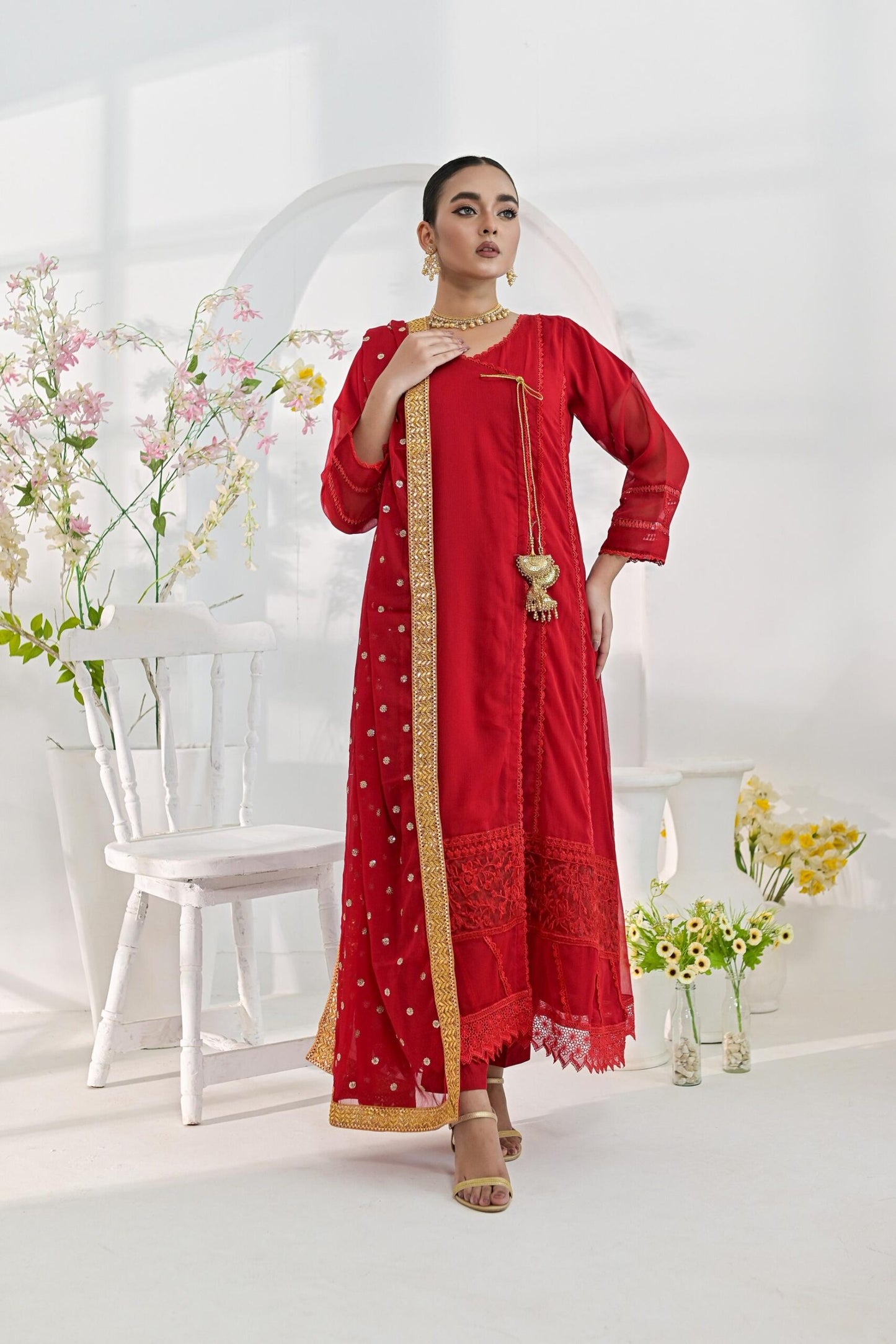 Chiffon emb red 705