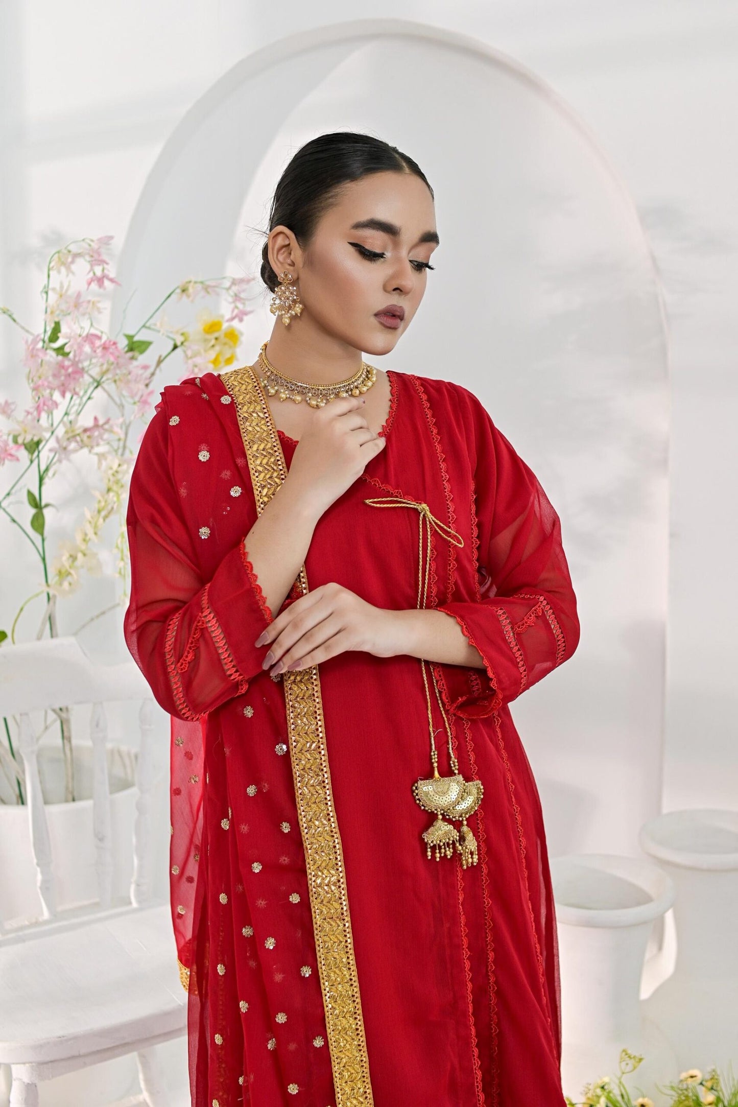 Chiffon emb red 705