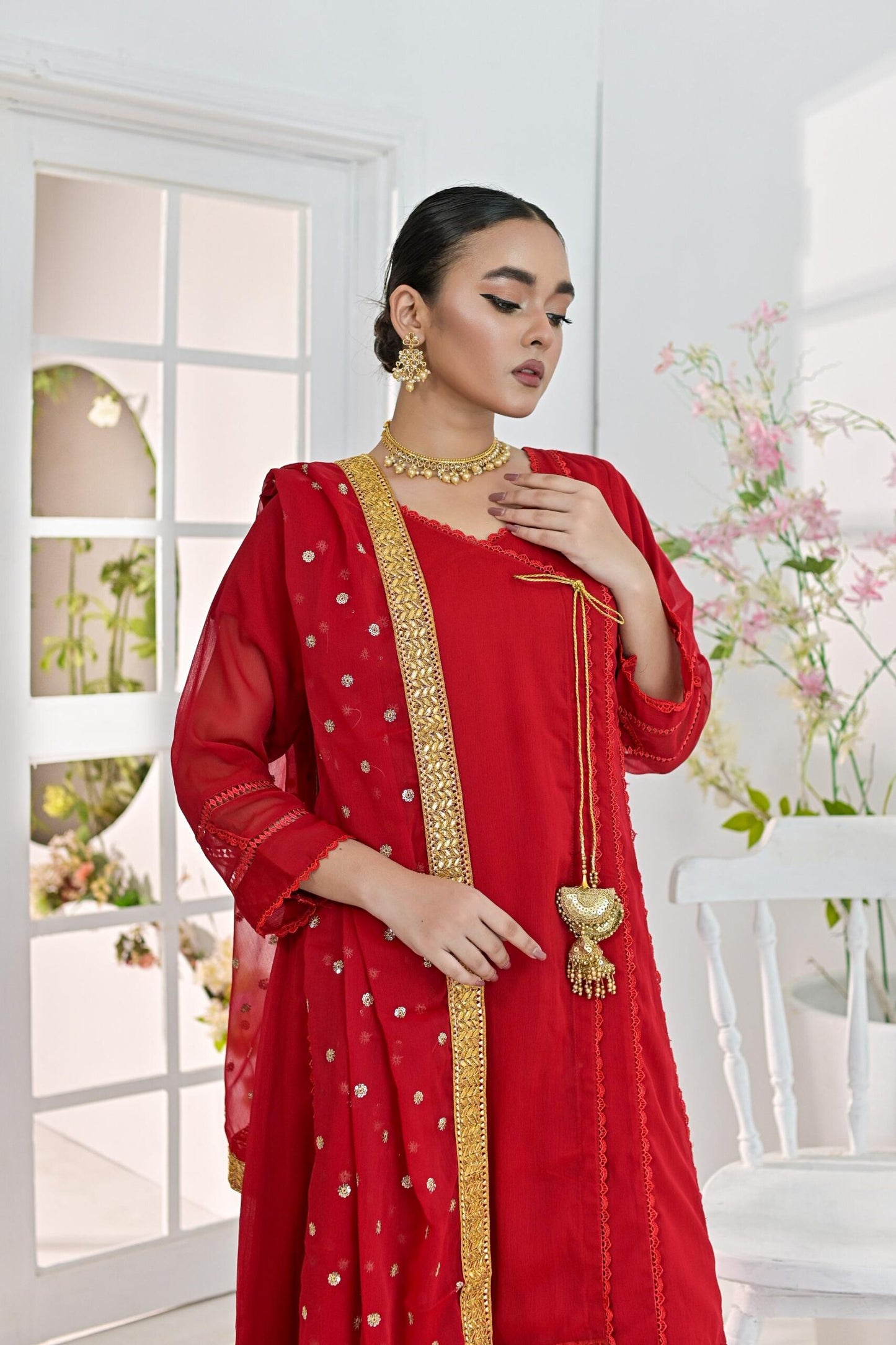 Chiffon emb red 705