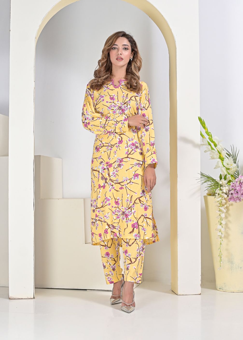 Linen 2pc set- CreamPnk 79046