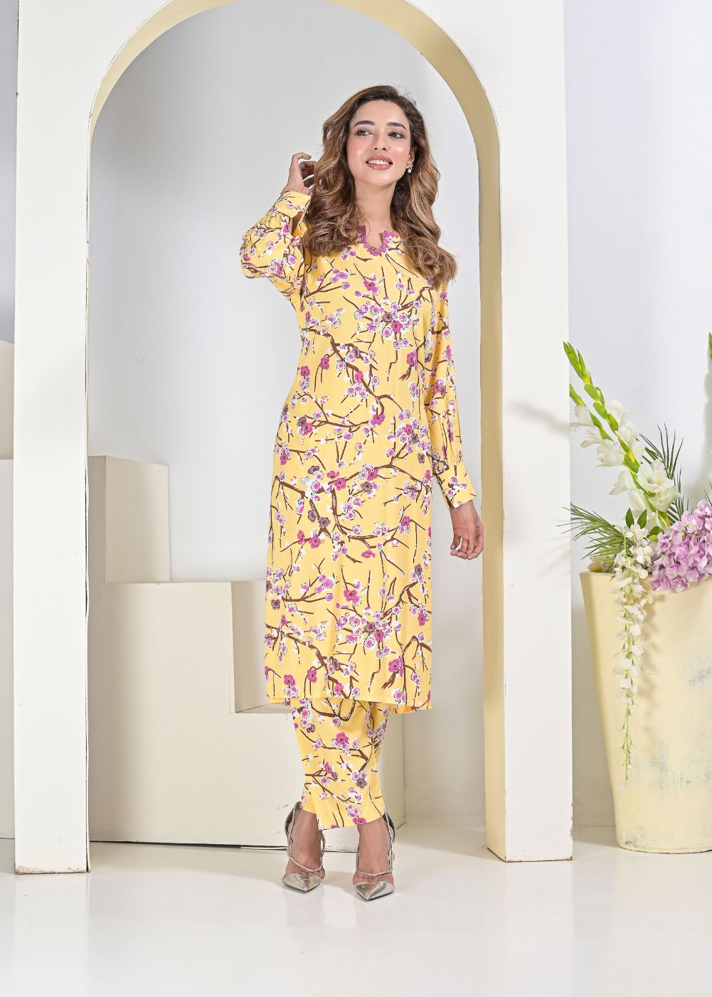 Linen 2pc set- CreamPnk 79046