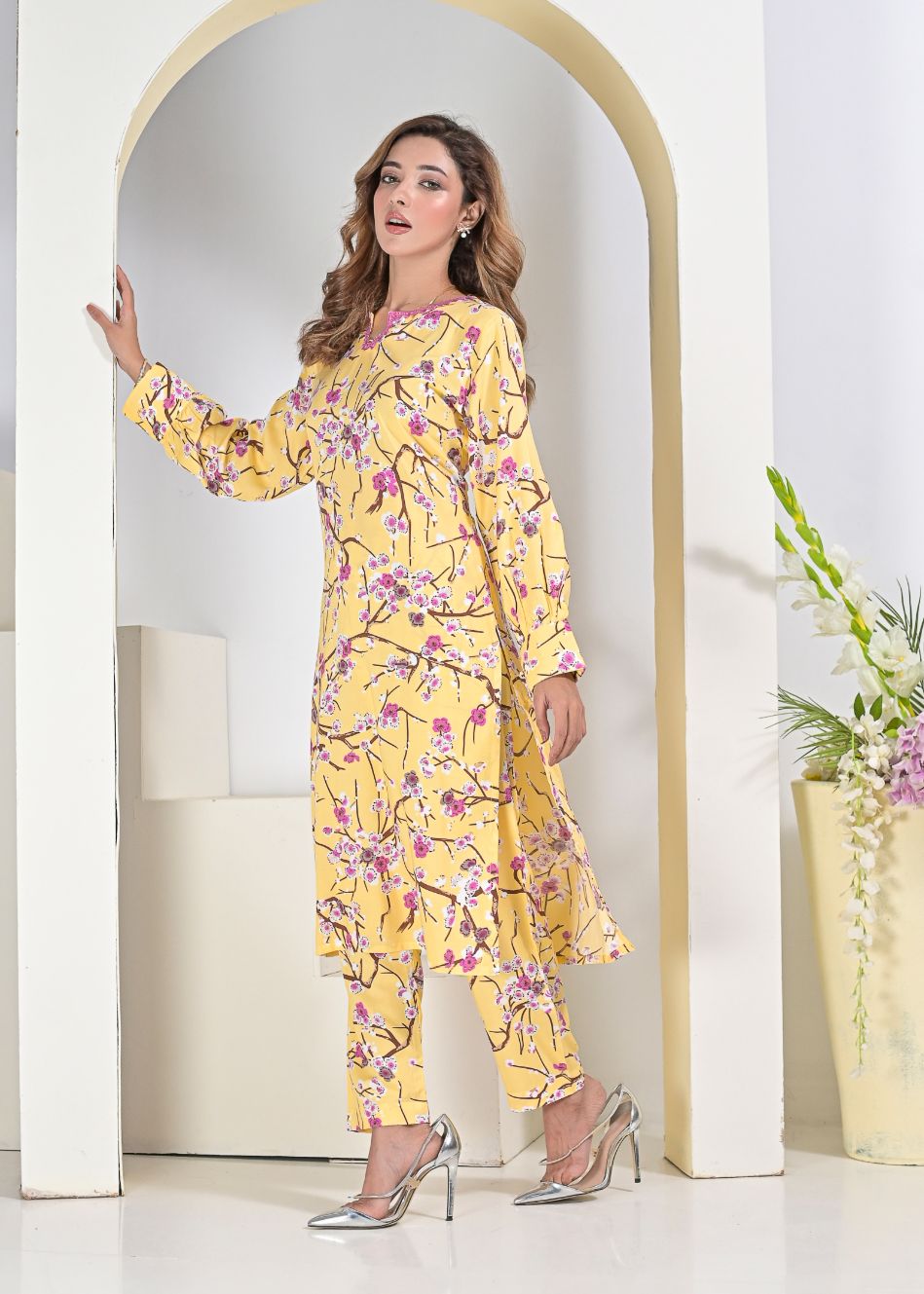 Linen 2pc set- CreamPnk 79046