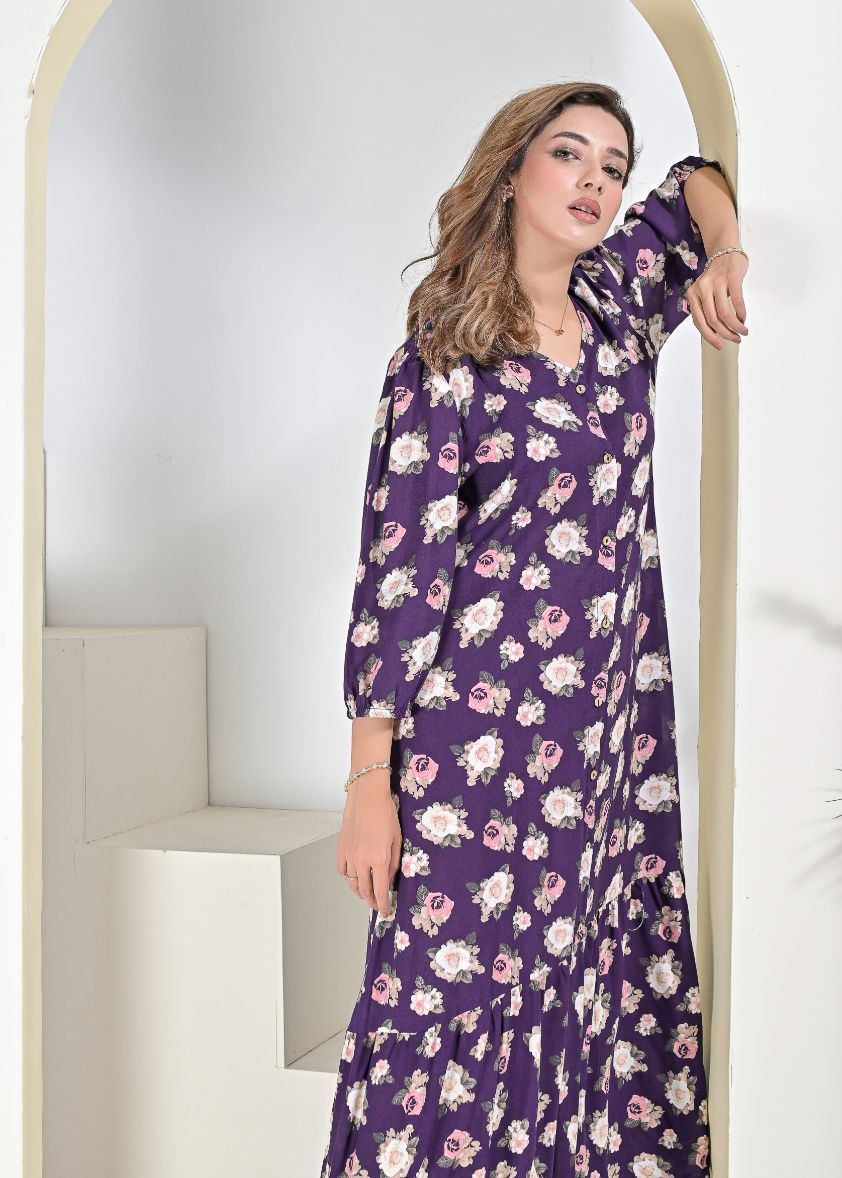 Linen dress- purple 79108