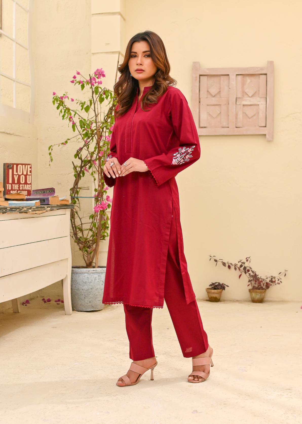 lawn emb 2pc -79324 rubyRed
