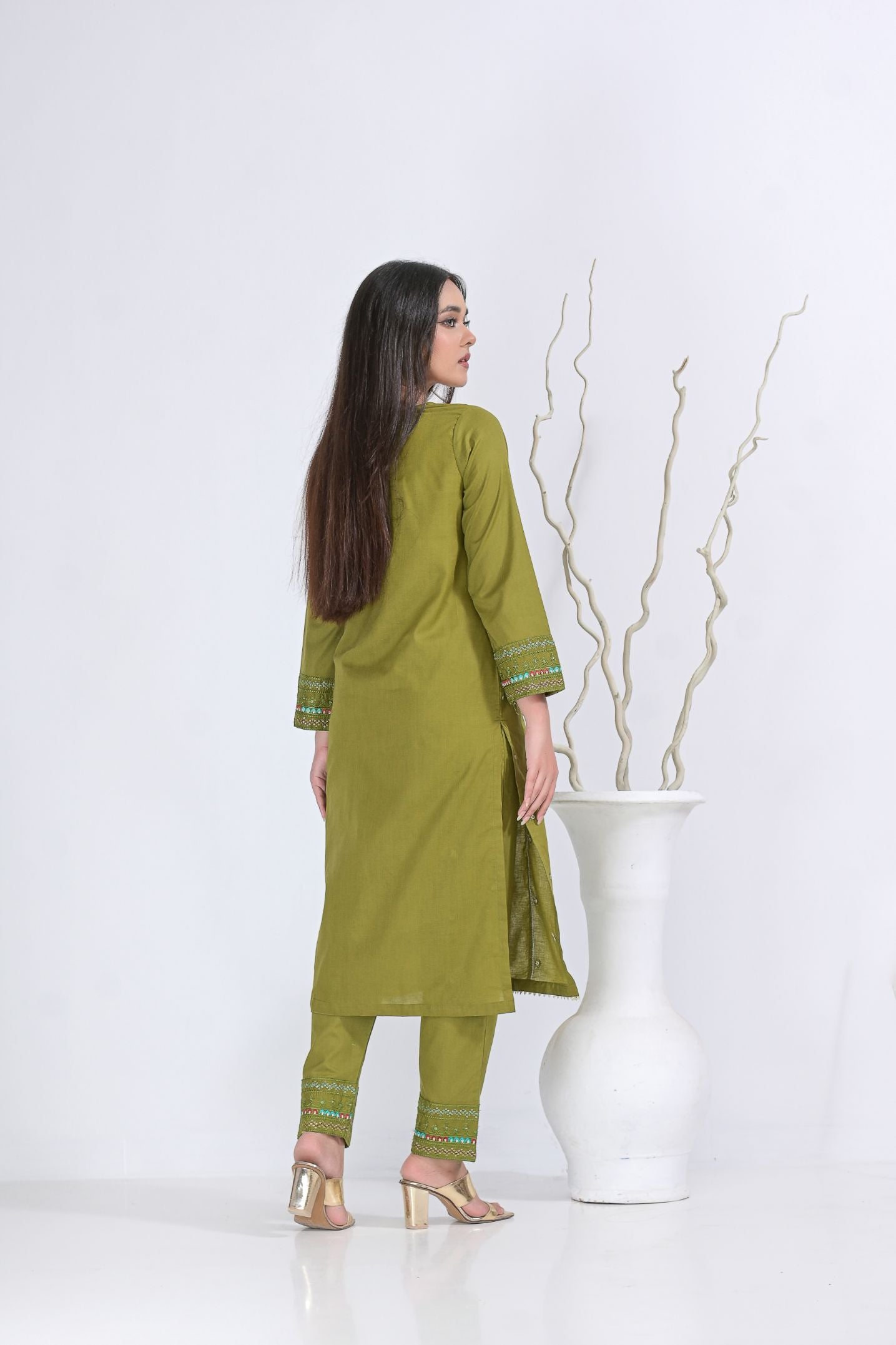 cotton Emb 2pc 1958 limegreen