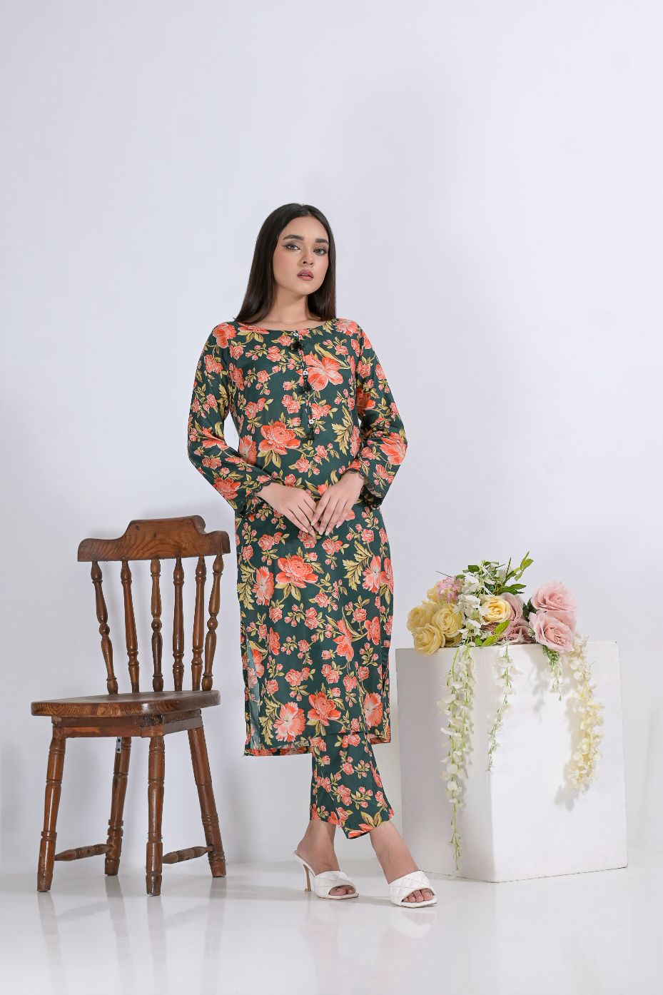 Lawn 2pc set-78730 bottlePinkFl
