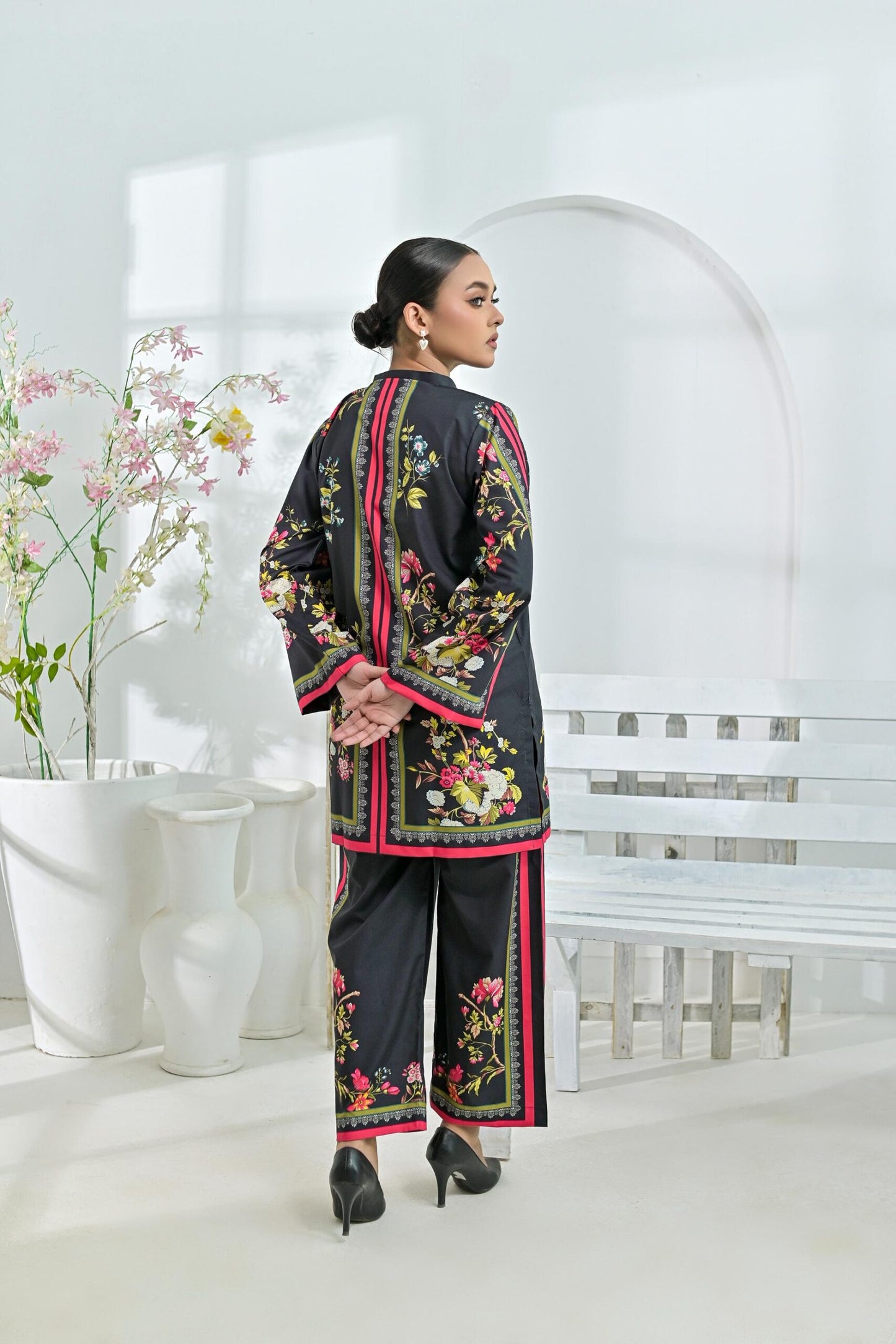 Crepe printed set 79412 blackFl