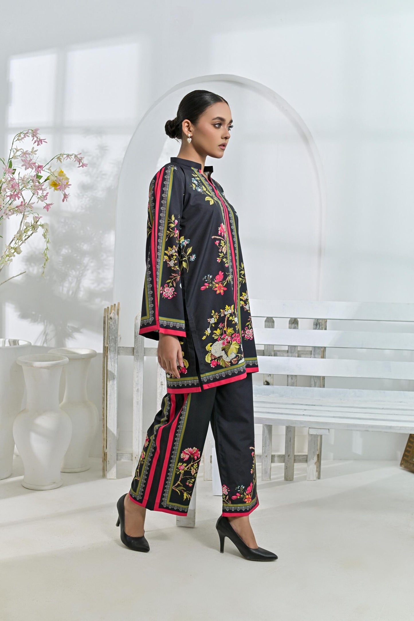 Crepe printed set 79412 blackFl