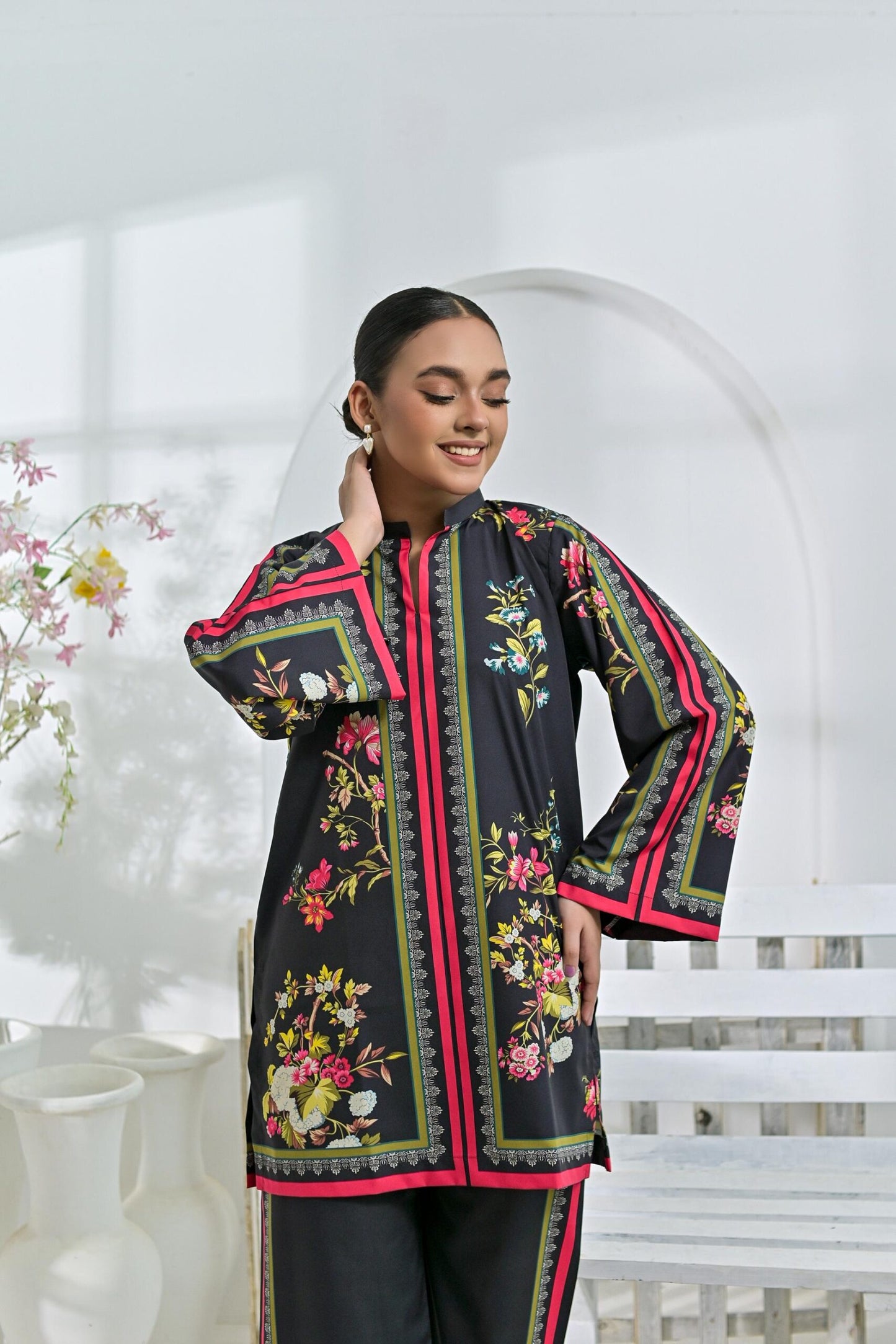 Crepe printed set 79412 blackFl