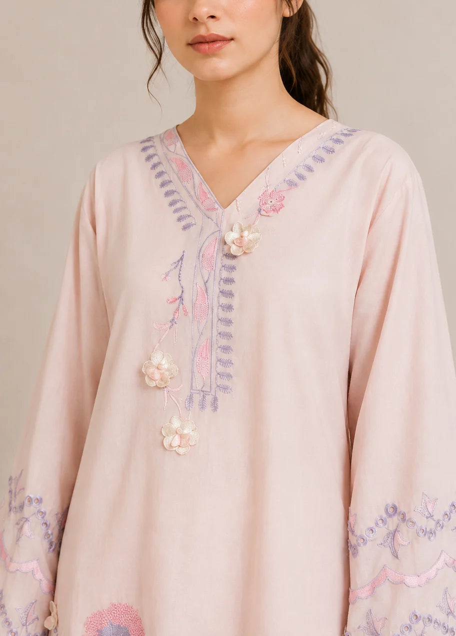 Embroidered 2pc Pink Azure- 456230