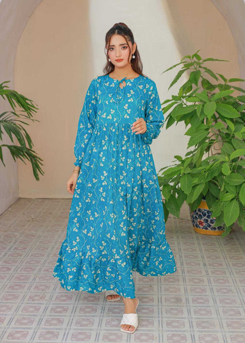 cambric frock 81026 Teal BLue