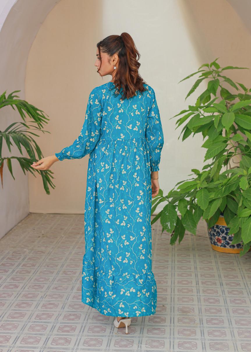 cambric frock 81026 Teal BLue
