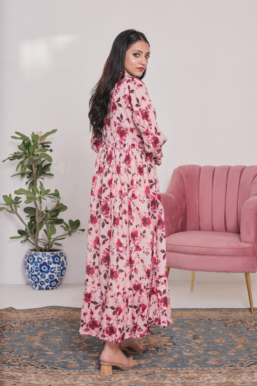 Linen frock 79854 teapinkFLoral