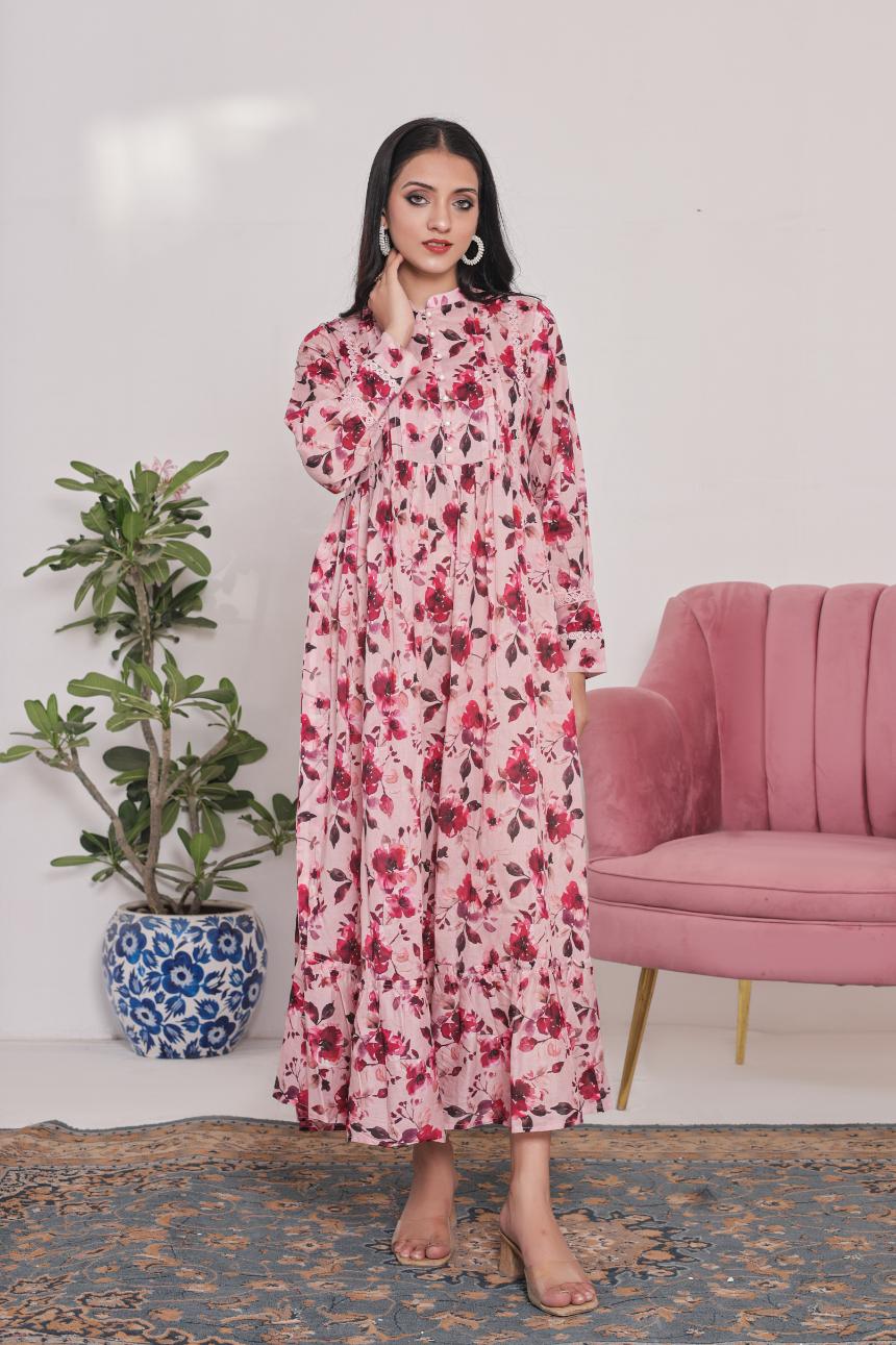 Linen frock 79854 teapinkFLoral