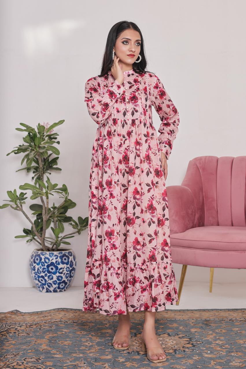 Linen frock 79854 teapinkFLoral