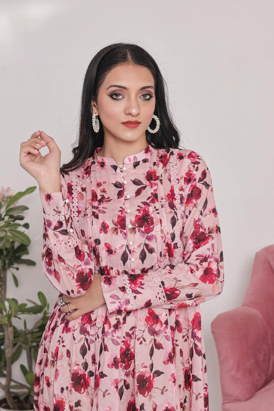 Linen frock 79854 teapinkFLoral