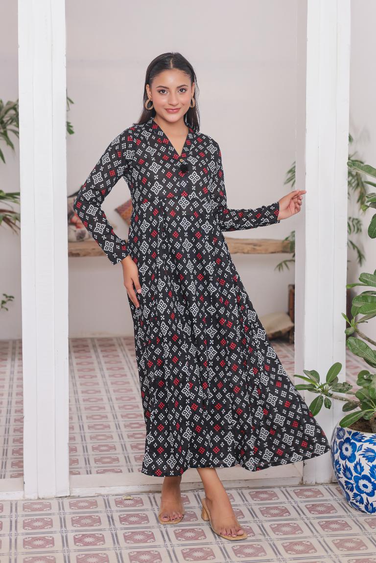 lawn frock 79729 chunriBlack