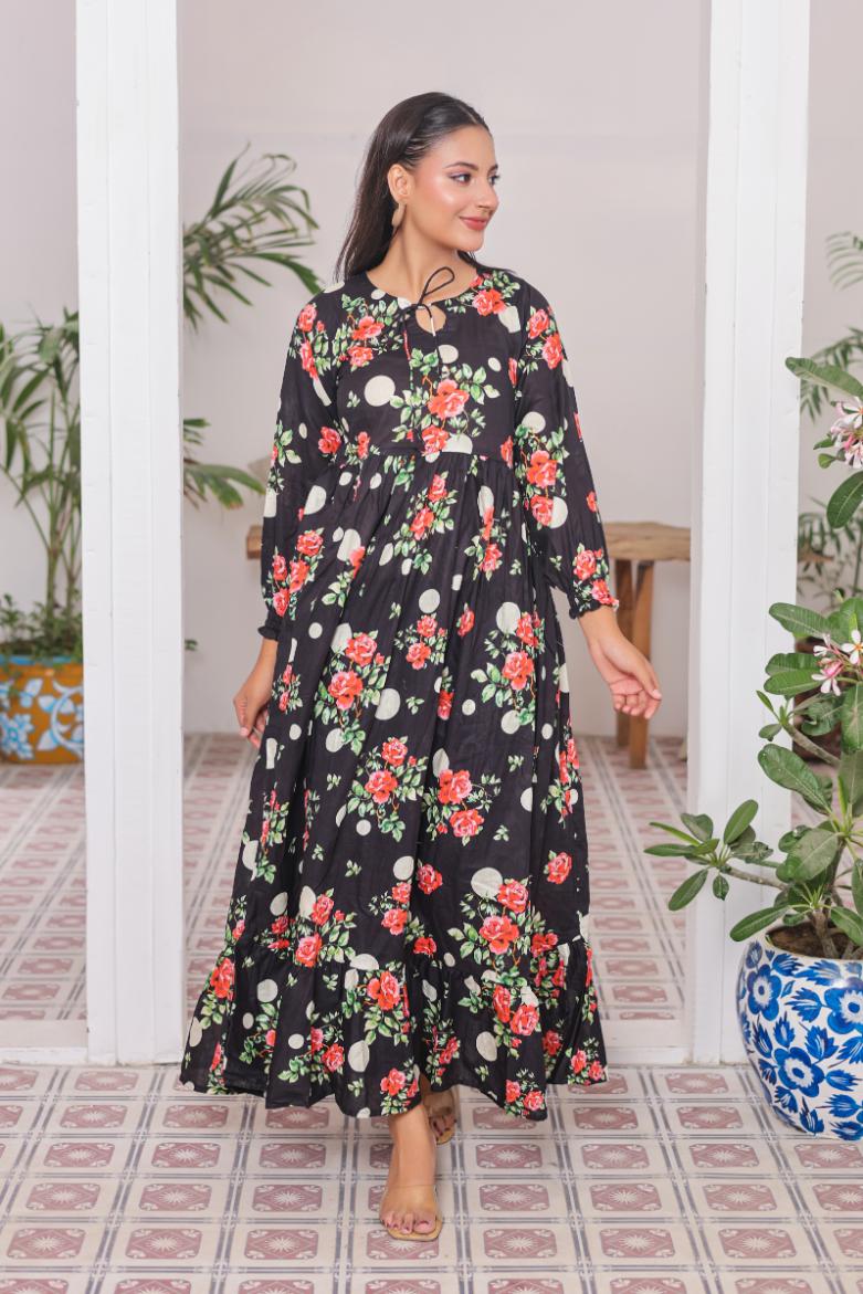 lawn frock 79730 polkaBlack