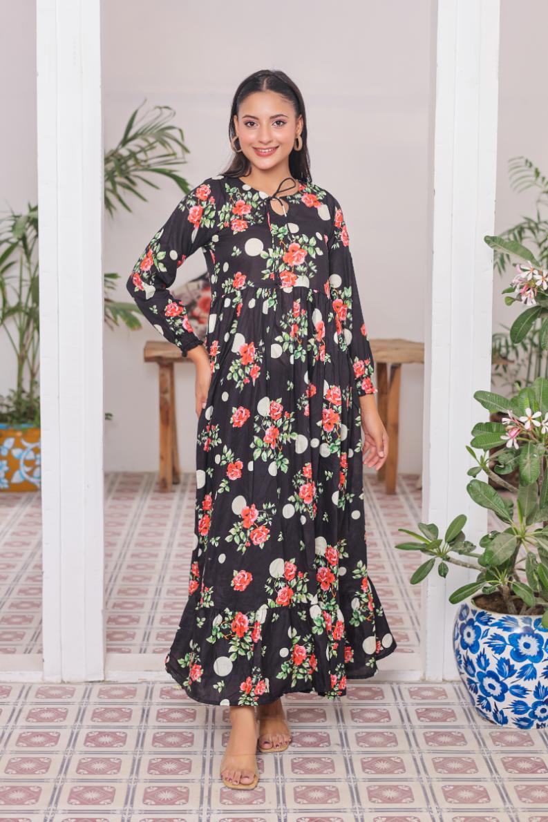 lawn frock 79730 polkaBlack