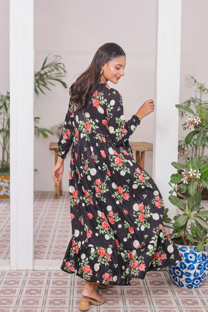 lawn frock 79730 polkaBlack