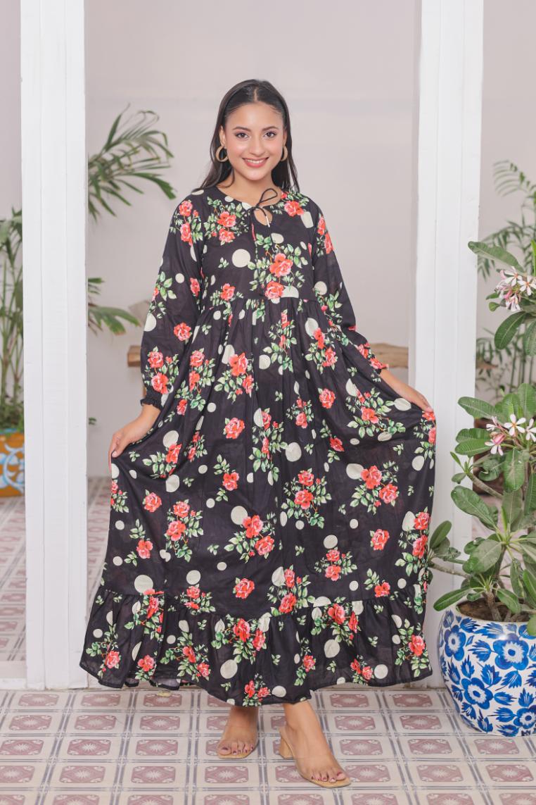 lawn frock 79730 polkaBlack