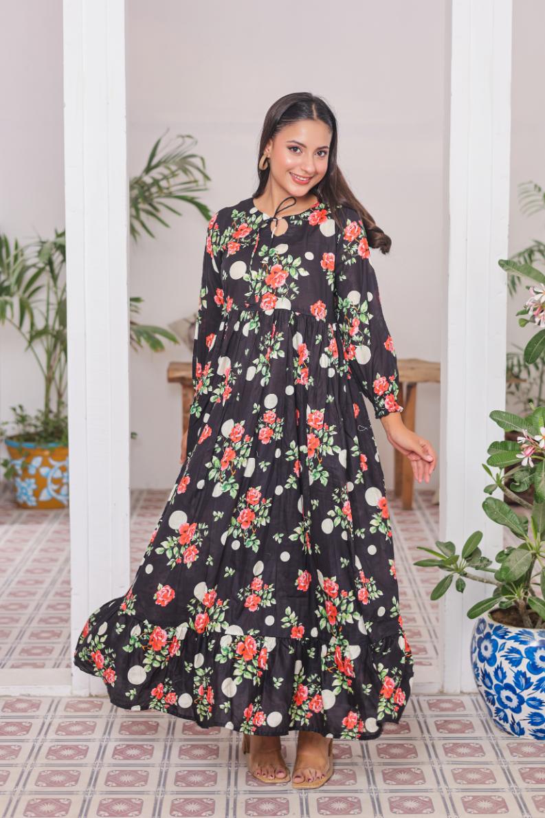 lawn frock 79730 polkaBlack