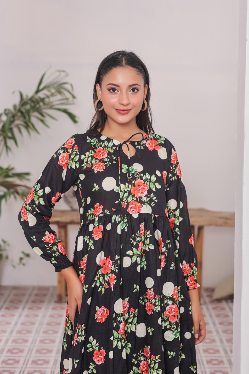 lawn frock 79730 polkaBlack