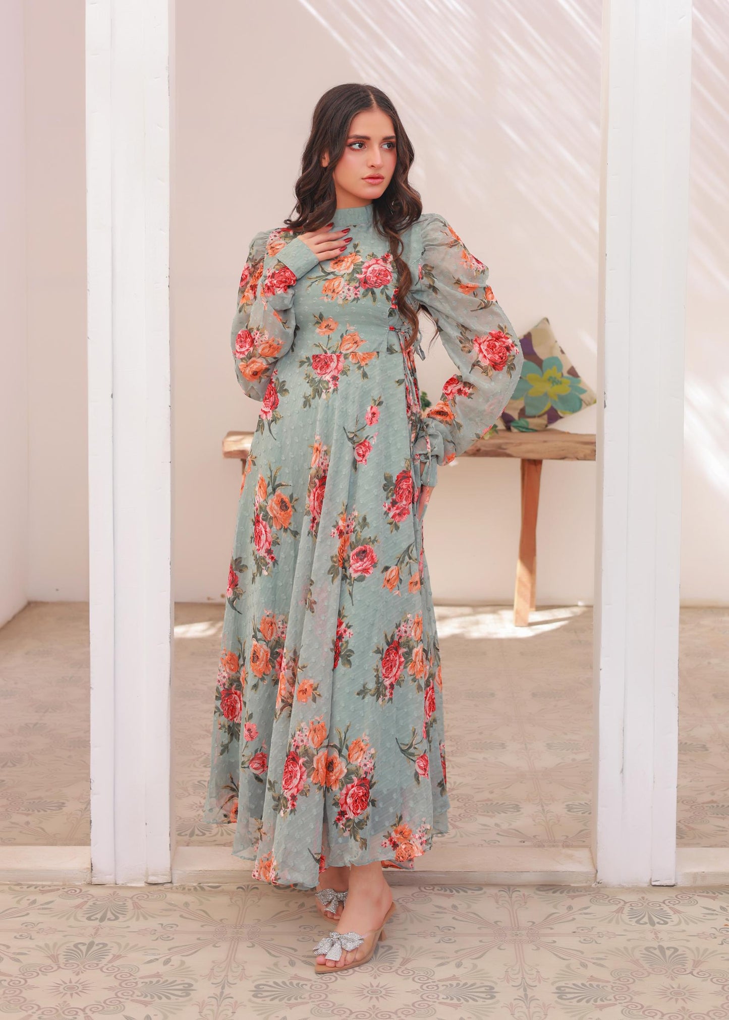 Chiffon maxi grey 10310