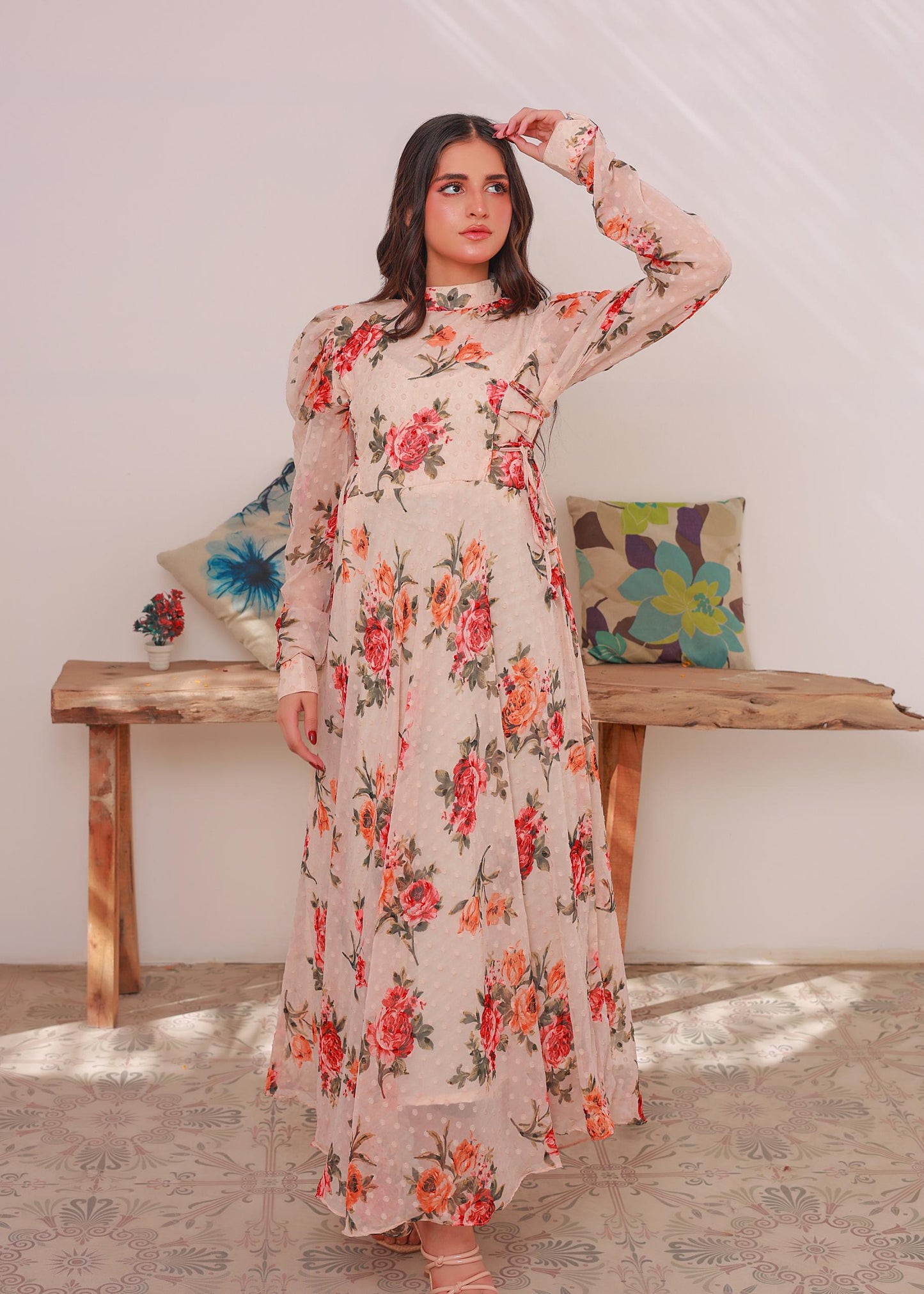 Chiffon maxi offwhite 10310
