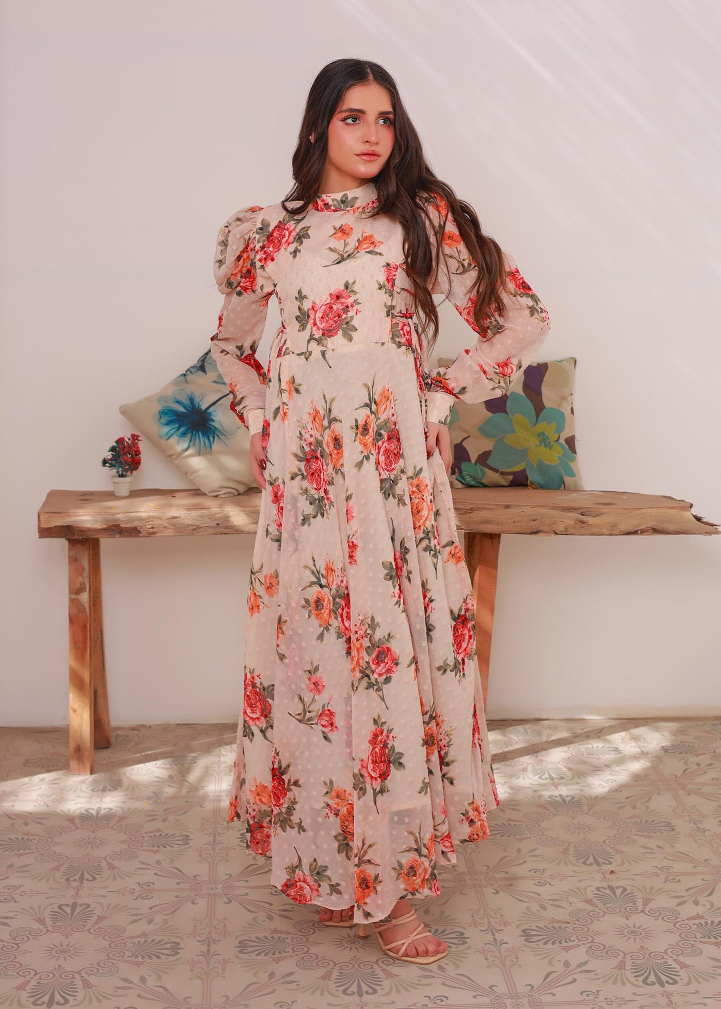 Chiffon maxi offwhite 10310