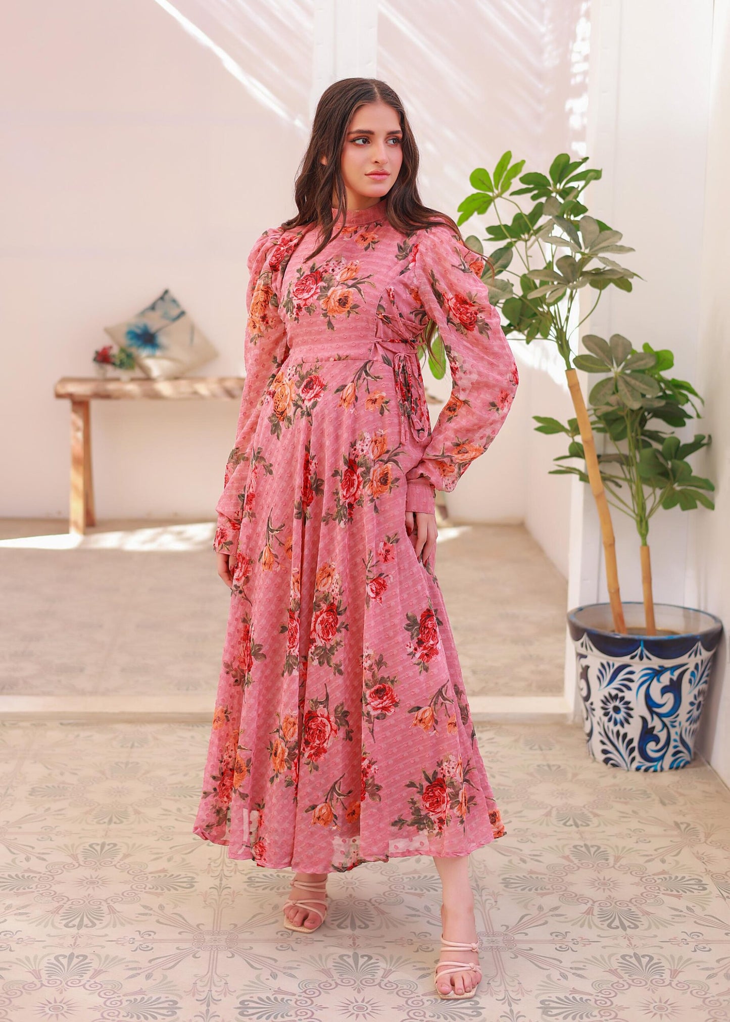 Chiffon maxi teapnk 10310