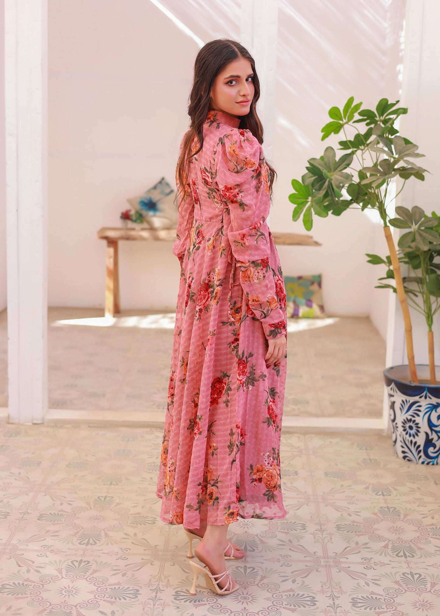 Chiffon maxi teapnk 10310