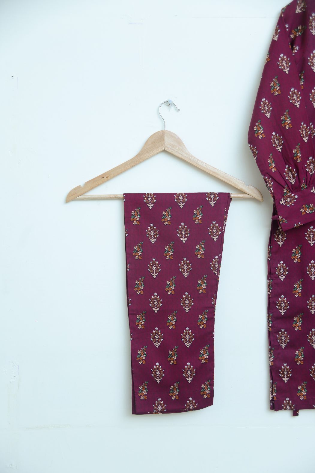 Lawn 2pc set- maroonMotif 78647