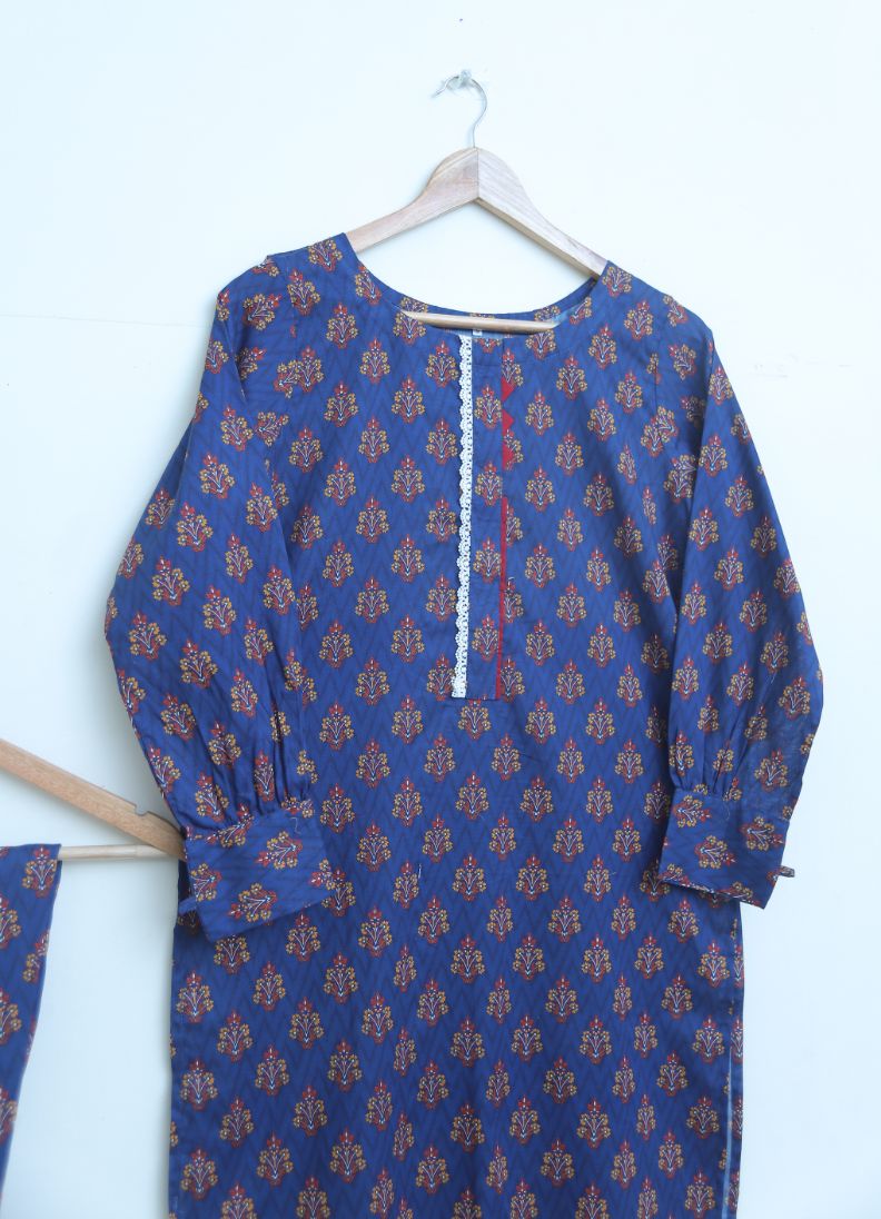 Lawn 2pc set- NavyredMotif 78655