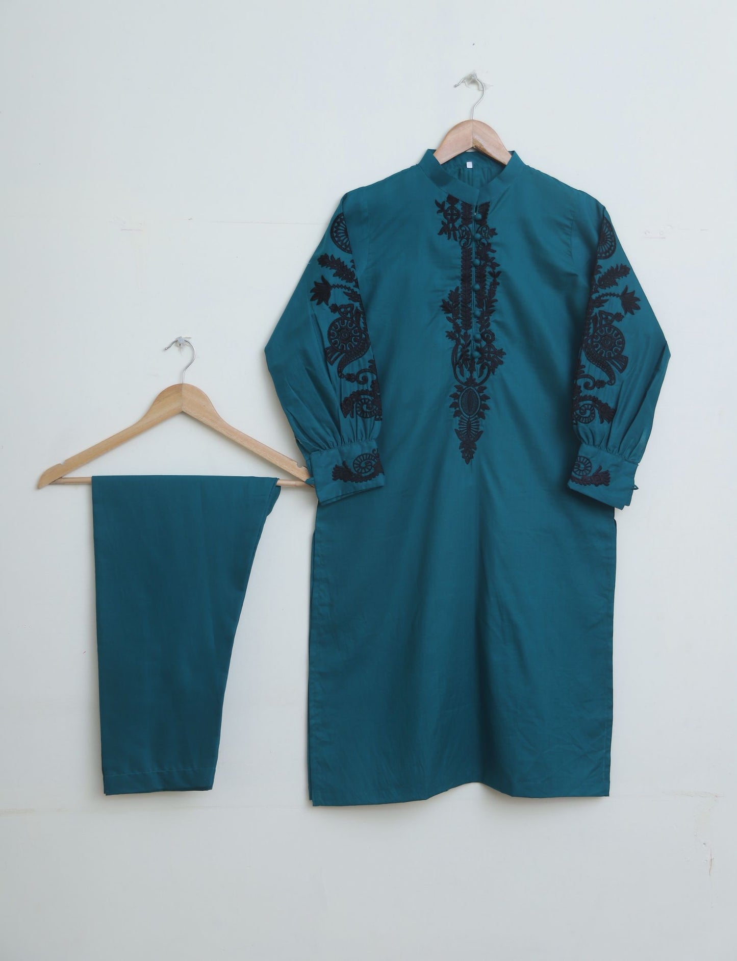 cotton Emb 2pc emerald green 1938