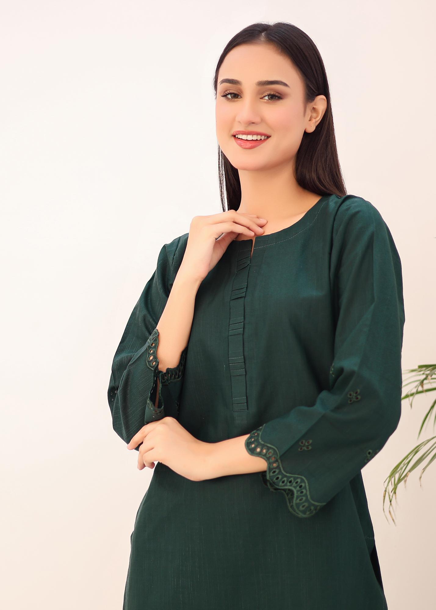 khaddar solid 2pc -79329 bottleGreen