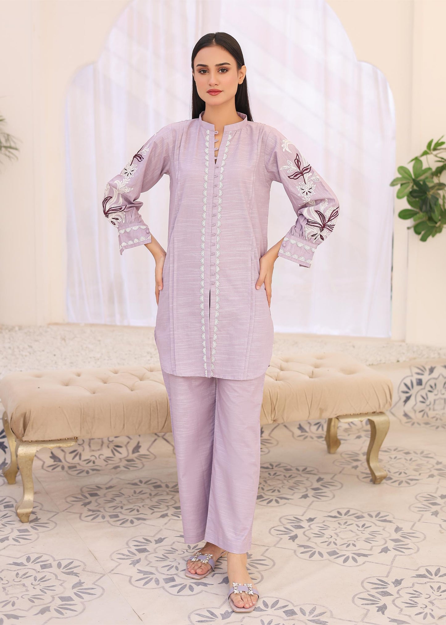 khaddar solid 2pc -79329 lylac