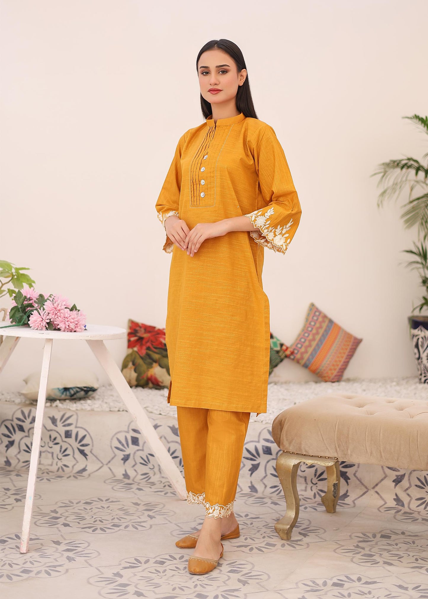 khaddar emb 2pc -79327 mustard