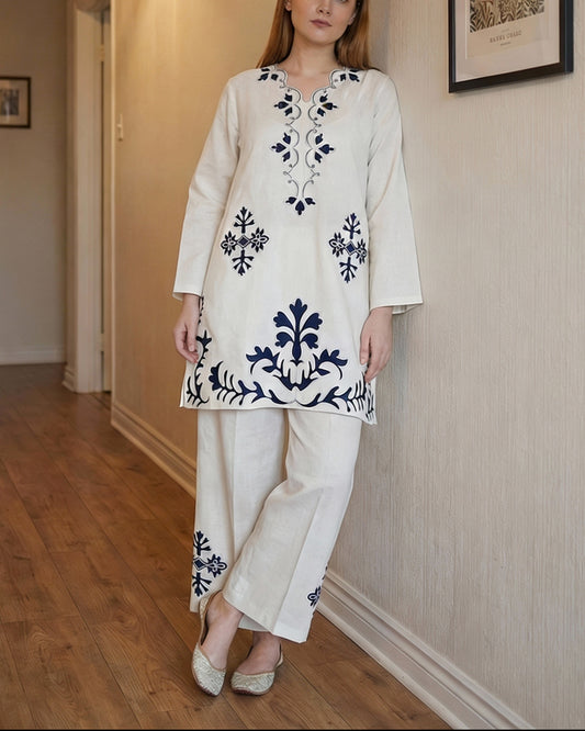 Ivory Khaddar Embroidered 808650