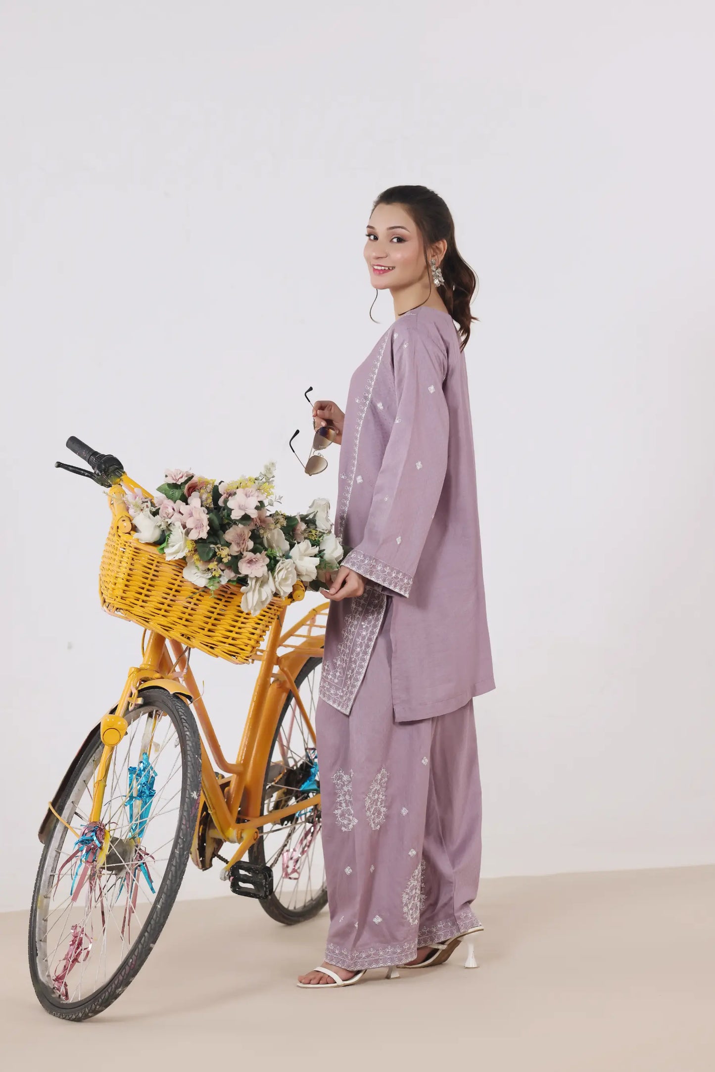 Embroidered Lilac Jacquard set 464611