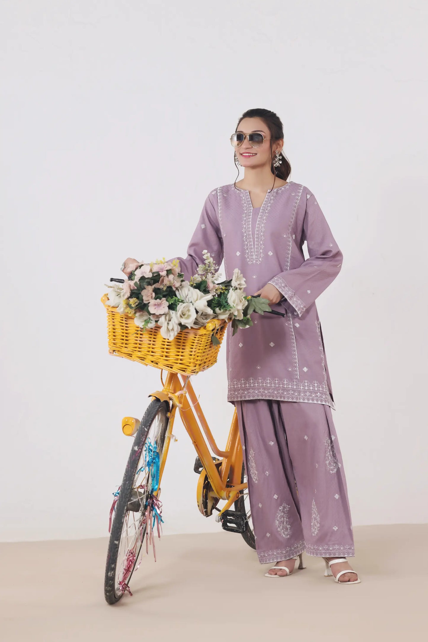 Embroidered Lilac Jacquard set 464611